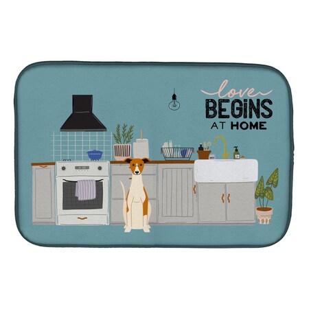 Carolines Treasures 14 x 21 in. Whippet Kitchen Scene Dish Drying Mat CK7803DDM